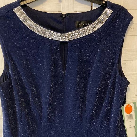 Scarlett Navy Rhinestone Cocktail Dress 10 NWT - Picture 6 of 9